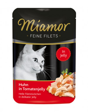 Miamor Feine Fillets 100g Filejas gabaliņi želejā ar vistu un tomatiem